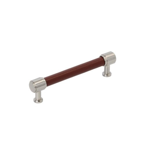 Fairlane Zinc & Leather Brown Leather / Satin Nickel Cabinet Pull 4