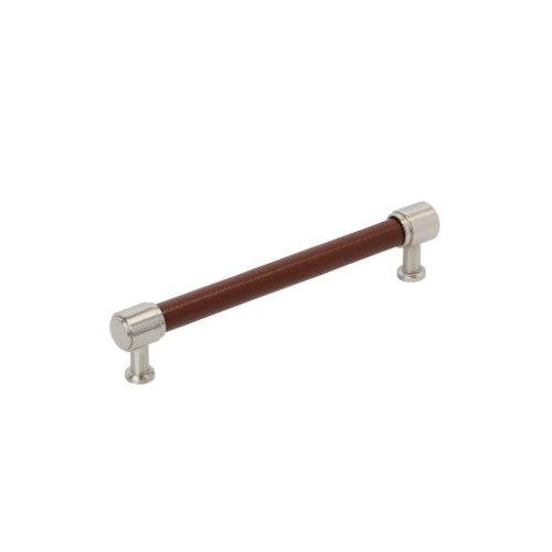 Fairlane Zinc & Leather Brown Leather / Satin Nickel Cabinet Pull 5