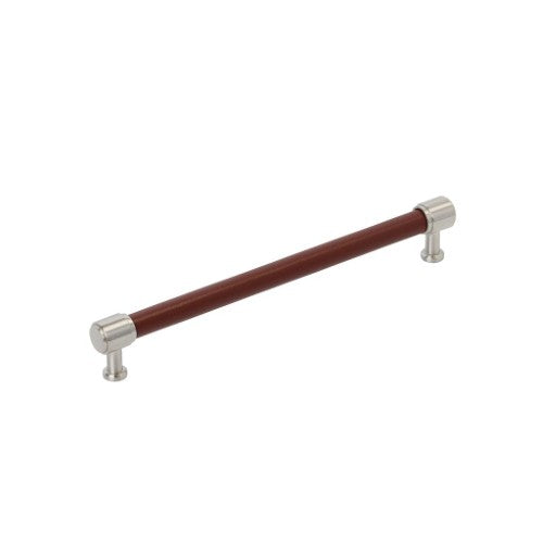 Fairlane Zinc & Leather Brown Leather / Satin Nickel Cabinet Pull 7