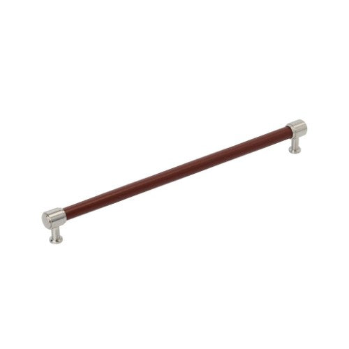 Fairlane Zinc & Leather Brown Leather / Satin Nickel Cabinet Pull 2