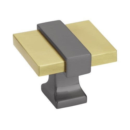 Overton Zinc & Aluminum Brushed Gold / Black Chrome Cabinet Knob 1