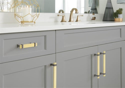 Overton Zinc & Aluminum Brushed Gold / Black Chrome Cabinet Pull 9