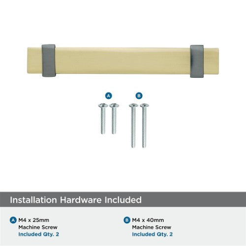 Overton Zinc & Aluminum Brushed Gold / Black Chrome Cabinet Pull 7