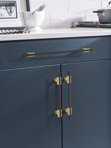 Urbanite Zinc & Aluminum Brushed Gold / Matte Black Cabinet Pull 7