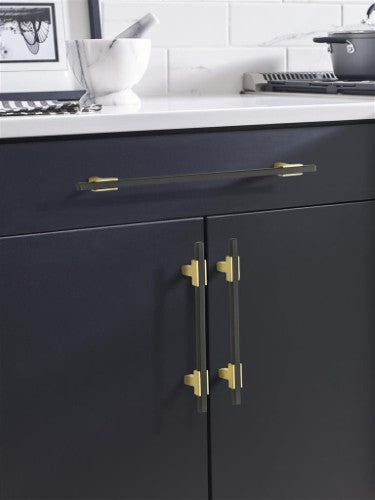Urbanite Zinc & Aluminum Brushed Gold / Matte Black Cabinet Pull 15