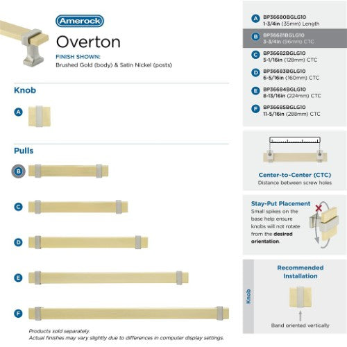 Overton Zinc & Aluminum Brushed Gold / Satin Nickel Cabinet Pull 15