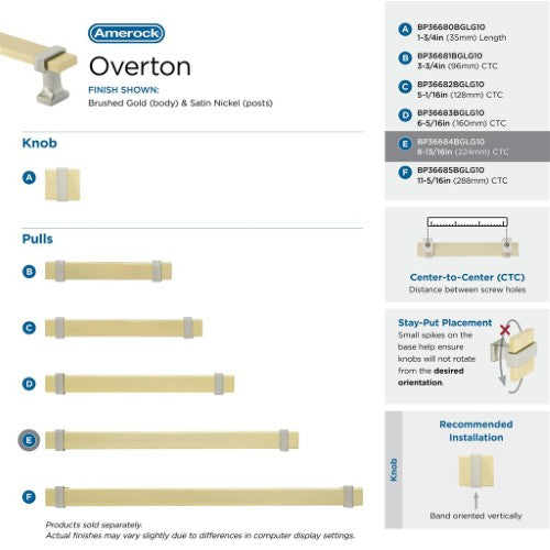 Overton Zinc & Aluminum Brushed Gold / Satin Nickel Cabinet Pull 17
