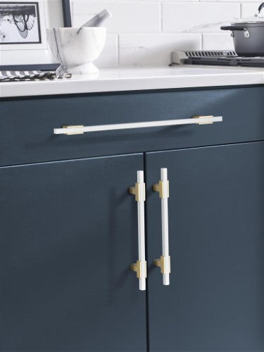 Urbanite Zinc & Aluminum Brushed Gold / White Cabinet Pull 6