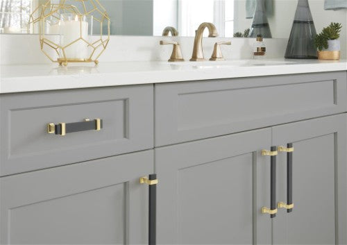 Overton Zinc & Aluminum Brushed Matte Black / Brushed Gold Cabinet Pull 9