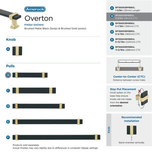 Overton Zinc & Aluminum Brushed Matte Black / Brushed Gold Cabinet Pull 15
