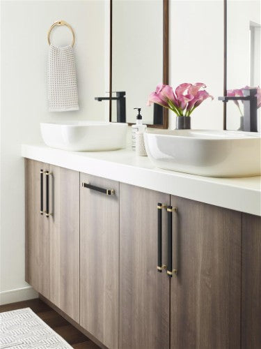 Overton Zinc Brushed Matte Black / Champagne Bronze Cabinet Pull 24