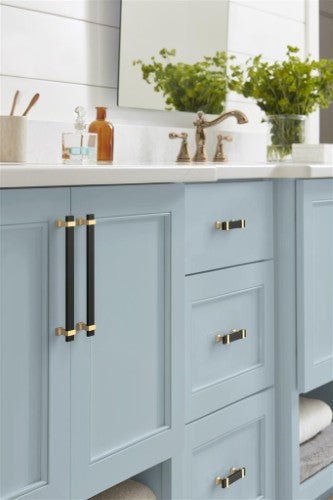 Overton Zinc Brushed Matte Black / Champagne Bronze Cabinet Pull 19