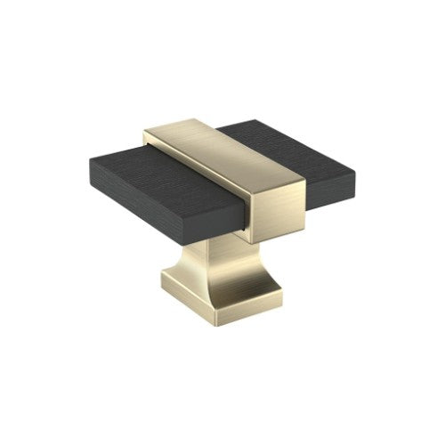 Overton Zinc Brushed Matte Black / Golden Champagne Cabinet Knob 1