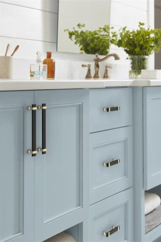 Overton Zinc Brushed Matte Black / Golden Champagne Cabinet Pull 22