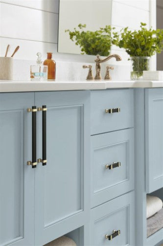 Overton Zinc Brushed Matte Black / Golden Champagne Cabinet Pull 19
