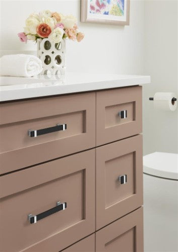 Overton Zinc Brushed Matte Black / Polished Chrome Cabinet Knob 5
