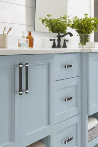 Overton Zinc Brushed Matte Black / Polished Chrome Cabinet Pull 20