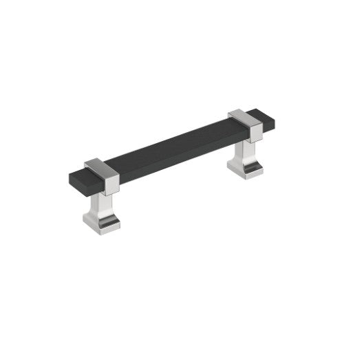 Overton Zinc Brushed Matte Black / Polished Chrome Cabinet Pull 2