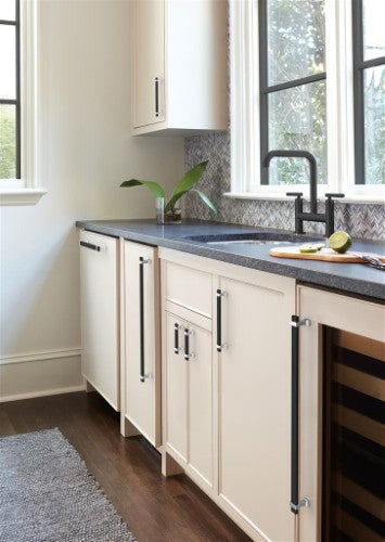 Overton Zinc Brushed Matte Black / Polished Chrome Cabinet Pull 18