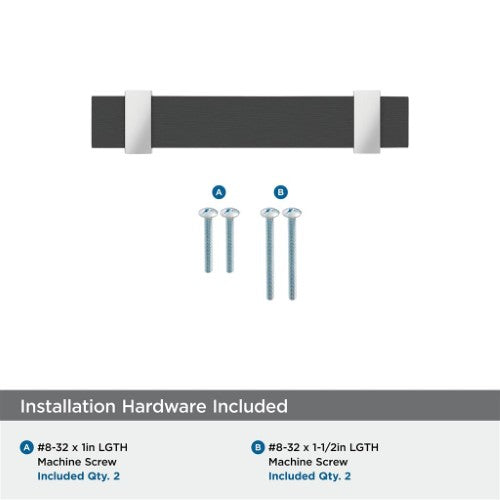 Overton Zinc Brushed Matte Black / Polished Chrome Cabinet Pull 17