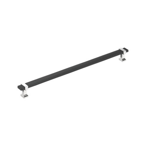 Overton Zinc Brushed Matte Black / Polished Chrome Cabinet Pull 8