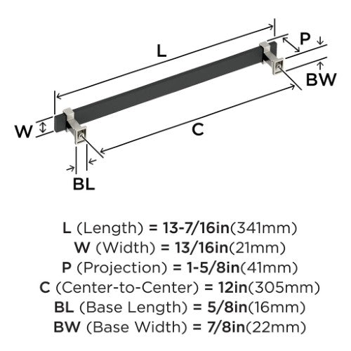 Overton Zinc Brushed Matte Black / Satin Nickel Appliance Pull 3