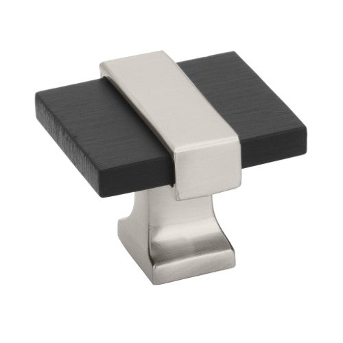 Overton Zinc & Aluminum Brushed Matte Black / Satin Nickel Cabinet Knob 1