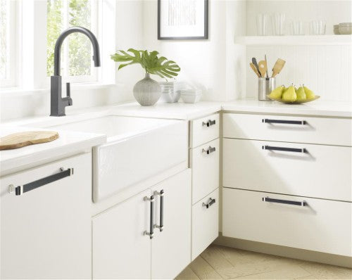 Overton Zinc & Aluminum Brushed Matte Black / Satin Nickel Cabinet Pull 10