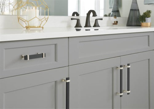 Overton Zinc & Aluminum Brushed Matte Black / Satin Nickel Cabinet Pull 12