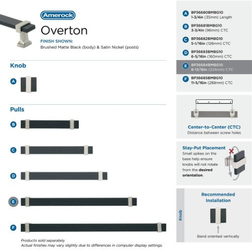 Overton Zinc & Aluminum Brushed Matte Black / Satin Nickel Cabinet Pull 22