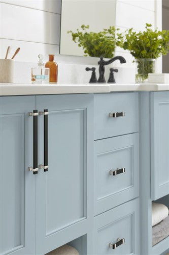 Overton Zinc Brushed Matte Black / Satin Nickel Cabinet Pull 12