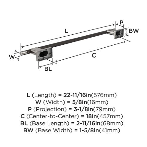 Esquire Zinc & Stainless Steel Brushed Nickel / Oil Rubbed Bronze Towel Bar 3