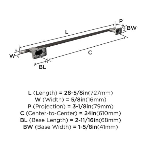 Esquire Zinc & Stainless Steel Brushed Nickel / Oil Rubbed Bronze Towel Bar 4