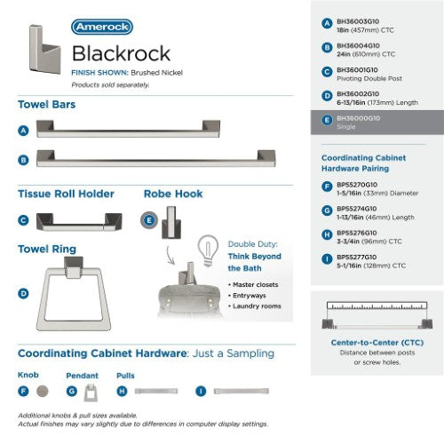 Blackrock Zinc Brushed Nickel Hook 7
