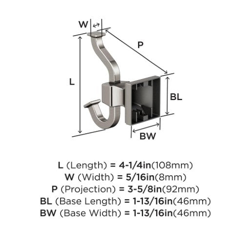 Mulholland Zinc Brushed Nickel Hook 2