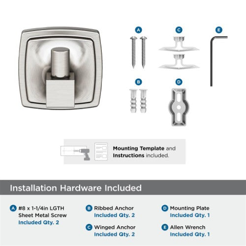 Stature Zinc Brushed Nickel Hook 3
