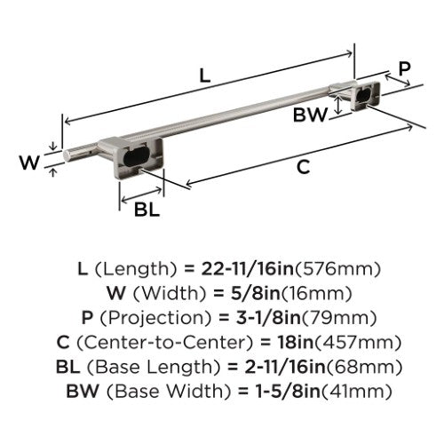Bronx Zinc & Stainless Steel Brushed Nickel Towel Bar 5