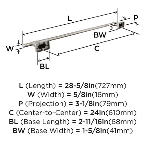 Bronx Zinc & Stainless Steel Brushed Nickel Towel Bar 6