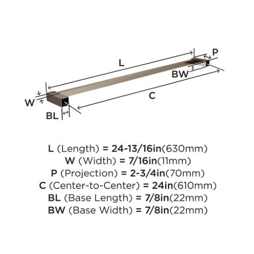 Monument Zinc & Stainless Steel Brushed Nickel Towel Bar 6