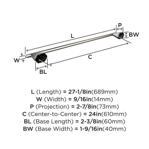 St. Vincent Zinc & Stainless Steel Brushed Nickel Towel Bar 4