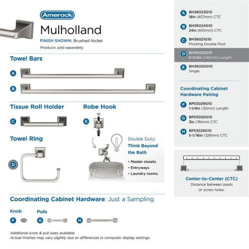 Mulholland Zinc Brushed Nickel Towel Ring 7