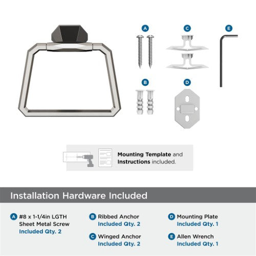 St. Vincent Zinc & Stainless Steel Brushed Nickel Towel Ring 3