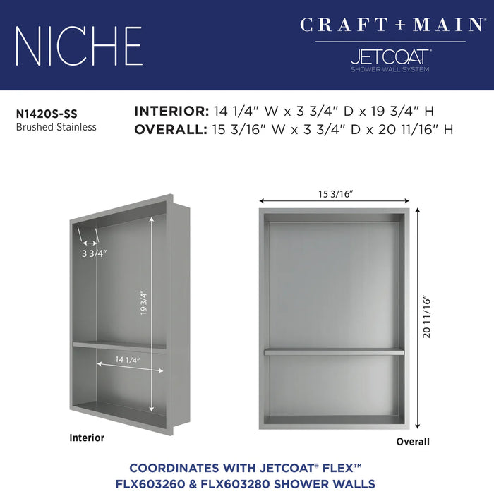 Stainless Steel Brushed Stainless Shower Niche Brushed Stainless 5