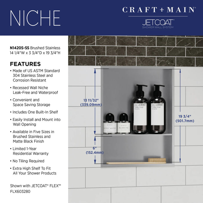 Stainless Steel Brushed Stainless Shower Niche Brushed Stainless 7