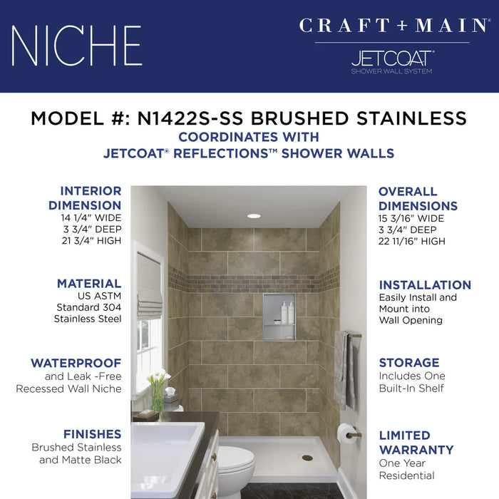Stainless Steel Brushed Stainless Shower Niche Brushed Stainless 9