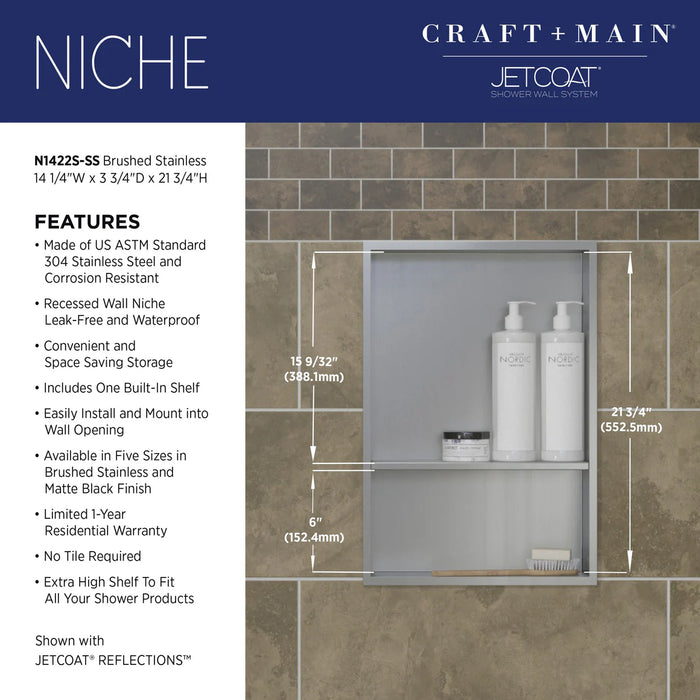 Stainless Steel Brushed Stainless Shower Niche Brushed Stainless 7