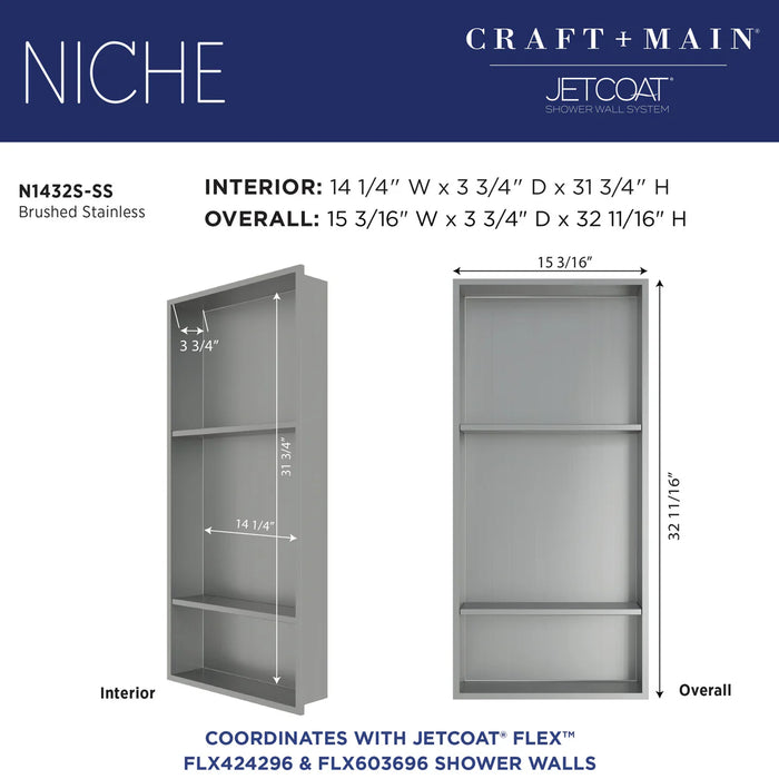 Stainless Steel Brushed Stainless Shower Niche Brushed Stainless 5