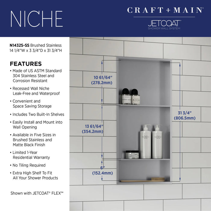 Stainless Steel Brushed Stainless Shower Niche Brushed Stainless 7