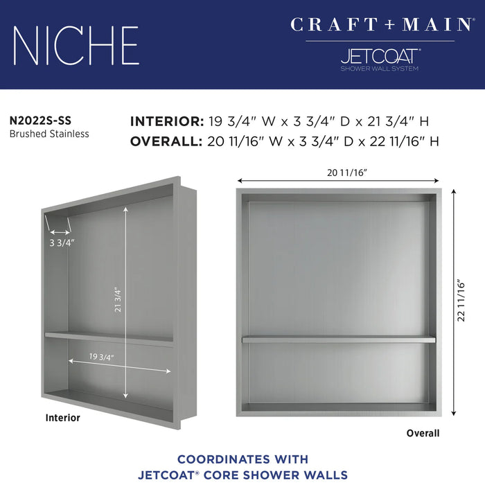 Stainless Steel Brushed Stainless Shower Niche Brushed Stainless 5