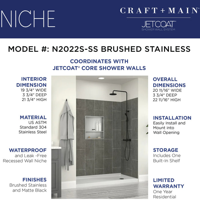Stainless Steel Brushed Stainless Shower Niche Brushed Stainless 9